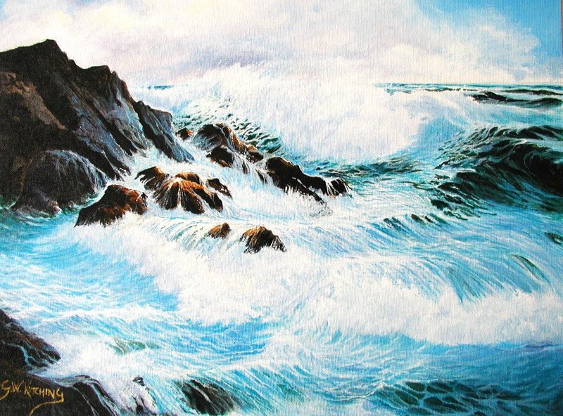 Morning Surf, acrylic on board painting by George Kitching