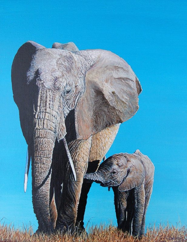 Mother with Calf, oil on canvas painting by George Kitching