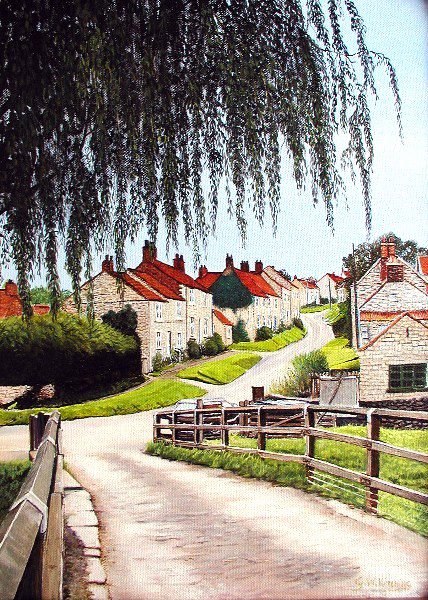 Nunnington Village, oil on canvas painting by George Kitching