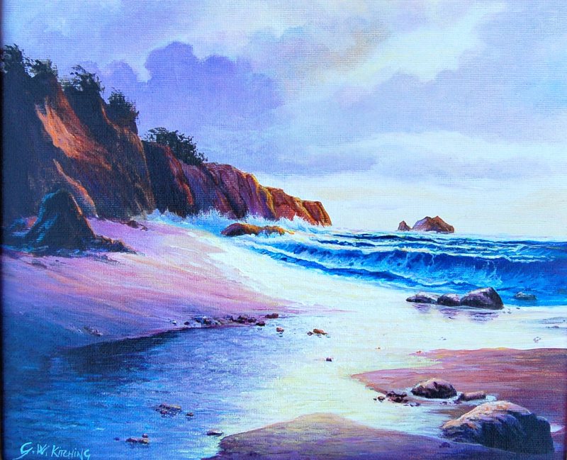 Sunset Beach, acrylic on board painting by George Kitching